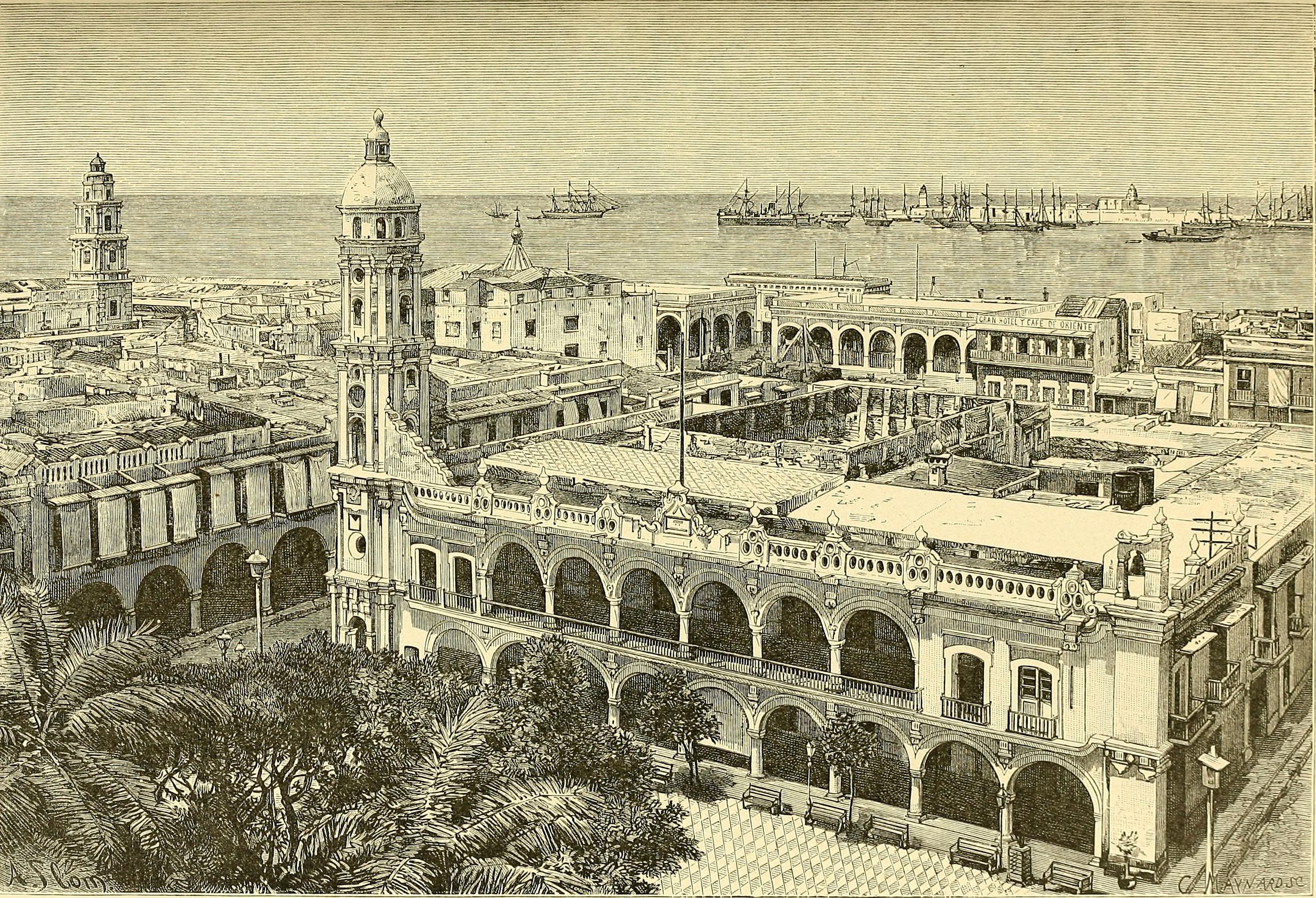 Veracruz city center in 1876.
