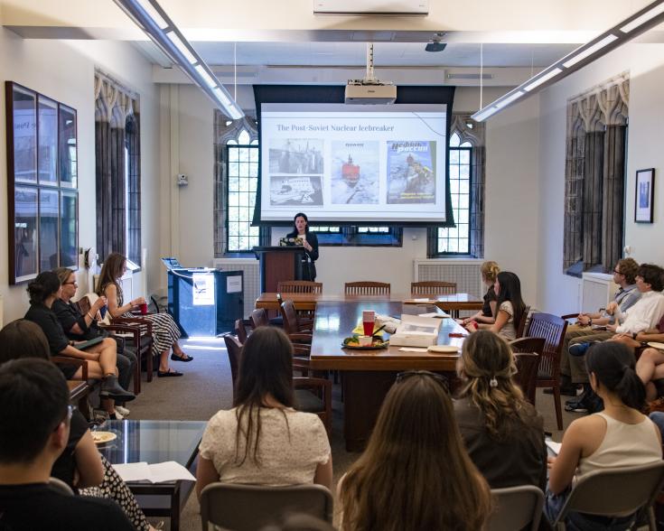 Student presenting at a symposium