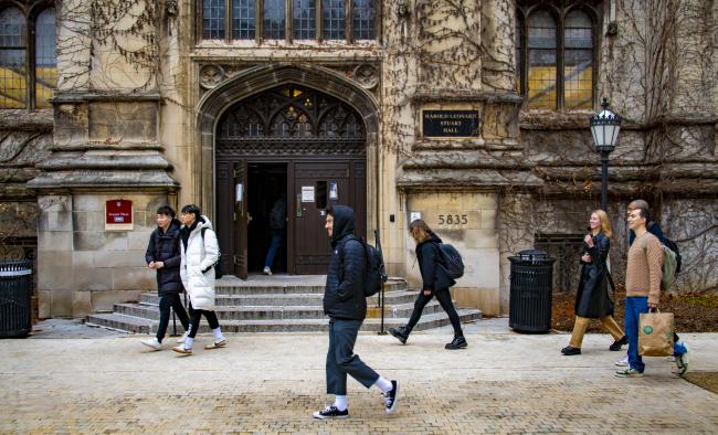 Students walking in front of Stuart Hall