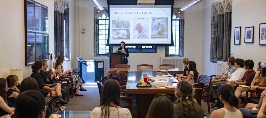 Student presenting at a symposium